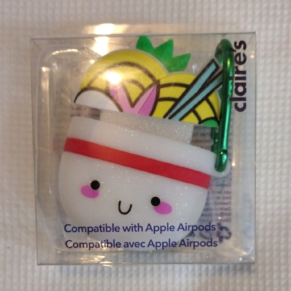 Claire's ,Ramen Bowl,Apple AirPods Case with Green Clip